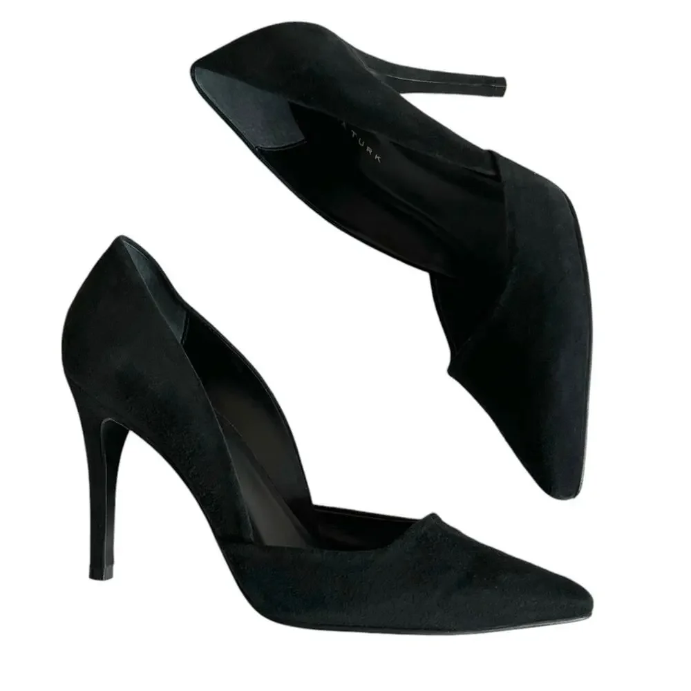 Trina Turk Hollywood Leather Suede Dress Pumps Black Shoes‎ Women's Size 7M
